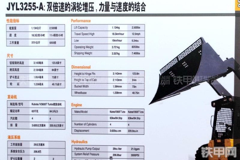 詹阳重工JYL3255-A滑移装载机整机外观